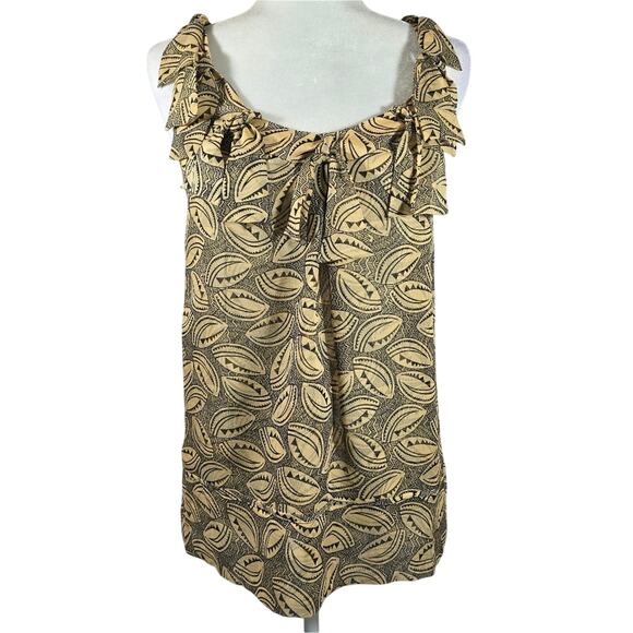 MM Diane Von Furstenberg DVF VTG Tan 100% Silk Tank Womens Size 4 Safari Ethnic - Picture 1 of 12